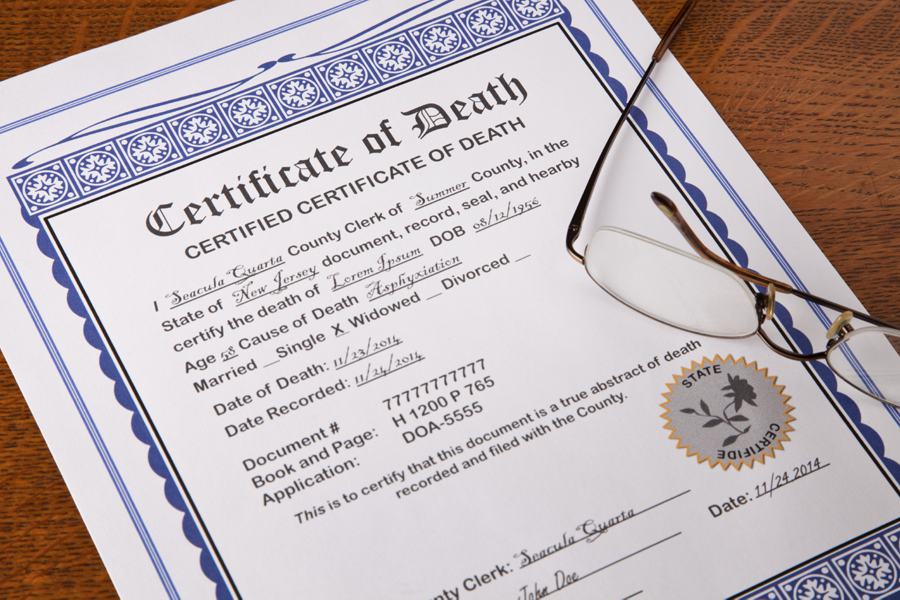 Certificate of Death 900