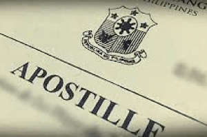 Official document stamped Apostille for transcript authentication