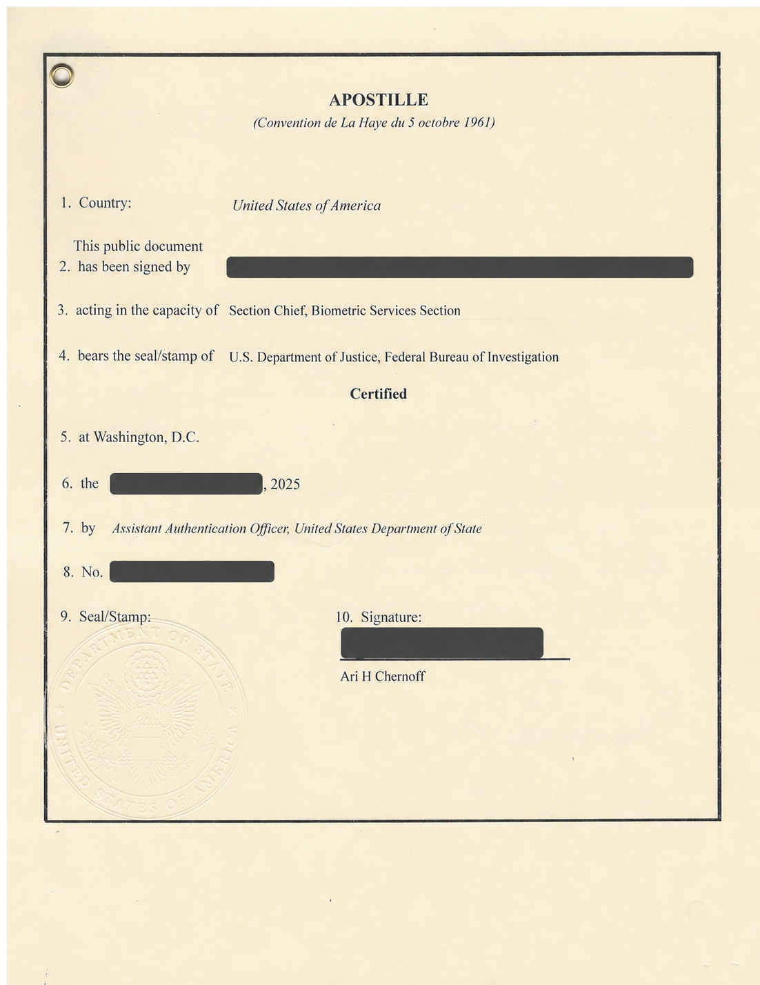 fbi apostille, pricing
